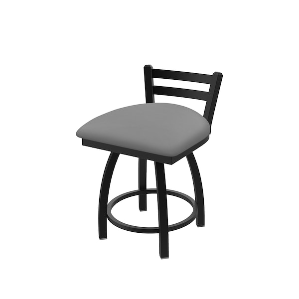 18" Low Back Swivel Vanity Stool, Black Wrinkle, Canter Grey Seat